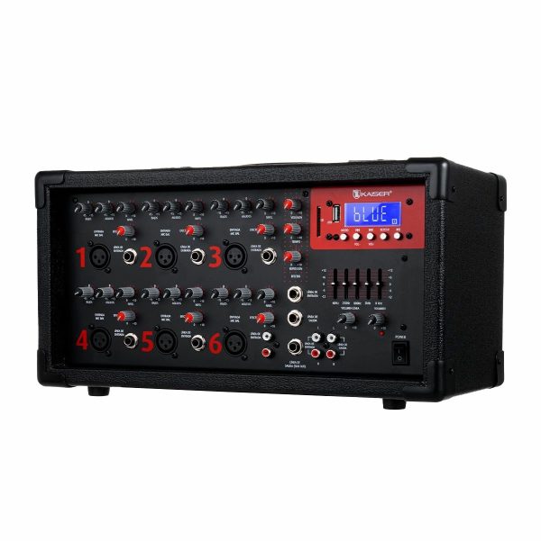 Mezcladora Amplificada 6ch 1600w Usb Bluetooth Kaiser 2306